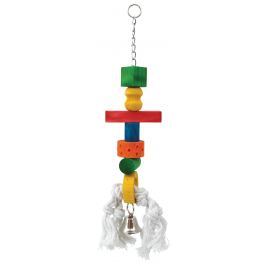 Hračka BIRD JEWEL Rolnička závěsná dřevo - provaz 50 cm