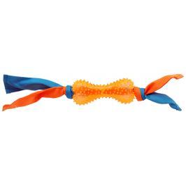 Přetahovadlo Dog Fantasy látka s kostí oranžové 31cm