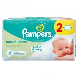 Pampers vlhčené ubrousky Naturally Clean 2x64 ks