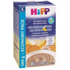 HiPP BIO Mléčná kaše na dobrou noc s banánem a suchary 500 g
