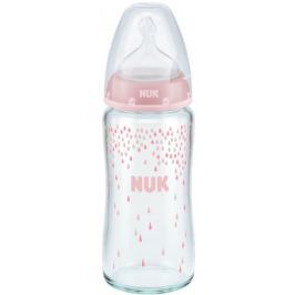NUK FC+ láhev sklo 240ml, S, V1-M - růžová