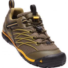 Keen Chlapecké outdoorové tenisky Chandler CNX Jr, dark olive/ citrus - hnědé