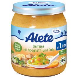Alete BIO zelenina se špagetami a krůtím masem 250g (6x250g)